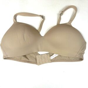 Cacique 40C Lightly Lined Tshirt No Wire Bra Solid Beige Wireless #3545